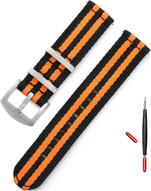 watchdives Nylon Watch Band 20mm Fast Release Watch Band Multicolor Replacement Watch Straps for Men Women(20mm,Orange Black)