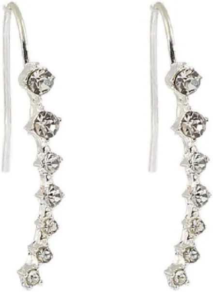 Wenbin Fashion Lady Crystal Earrings Grapevine Climber Wrap Perforated Pin Hook Earrings Cubic Zirconia Cuffs Climbing Jacket Earrings (Gold, Silver) (Silver)