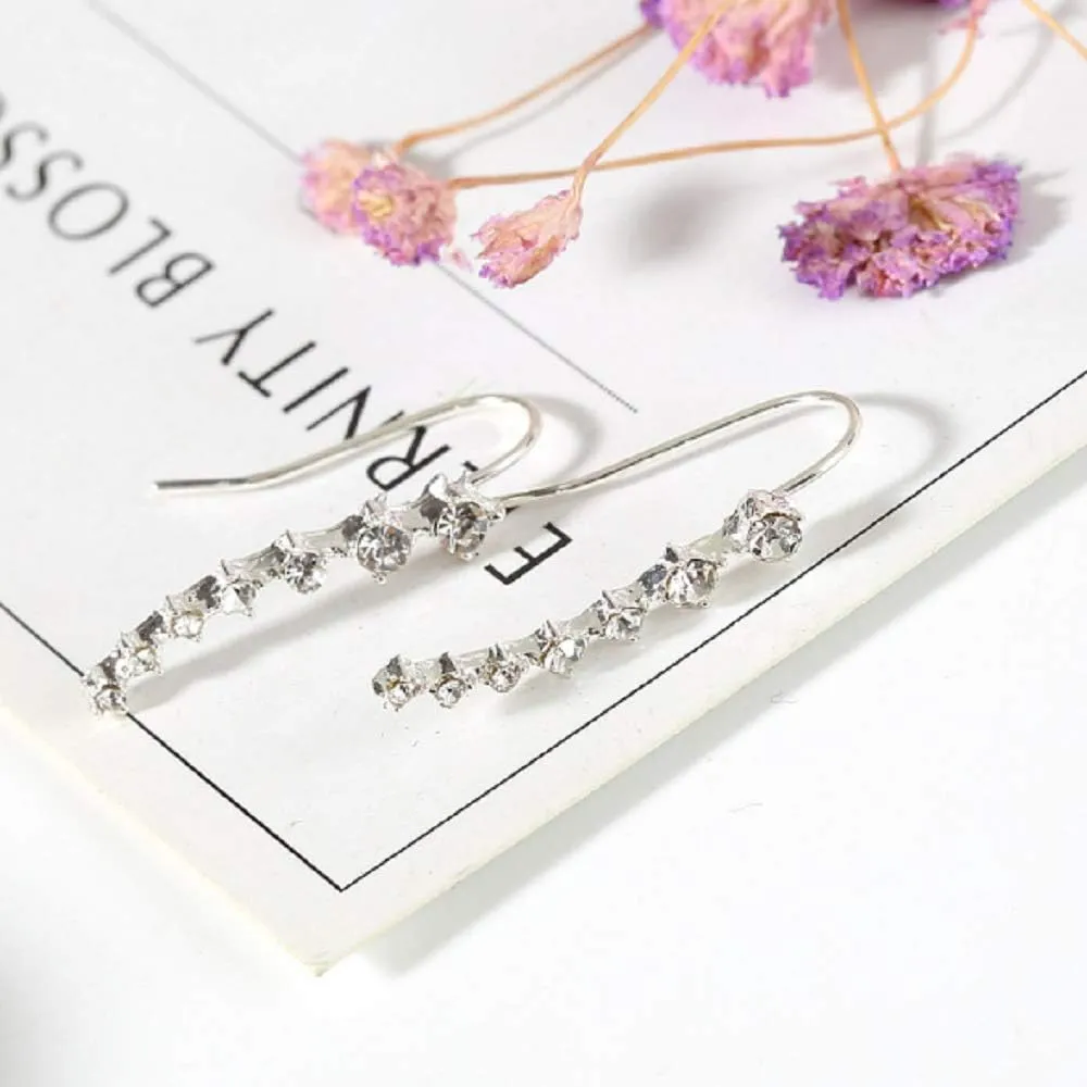 Wenbin Fashion Lady Crystal Earrings Grapevine Climber Wrap Perforated Pin Hook Earrings Cubic Zirconia Cuffs Climbing Jacket Earrings (Gold, Silver) (Silver)