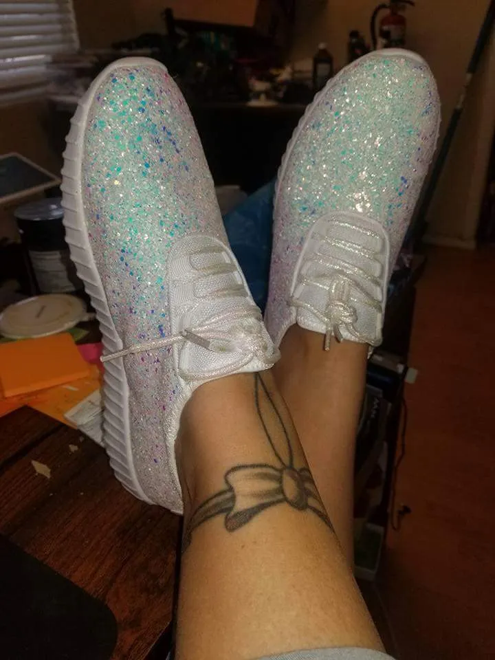 White Glitter Glam Sneakers