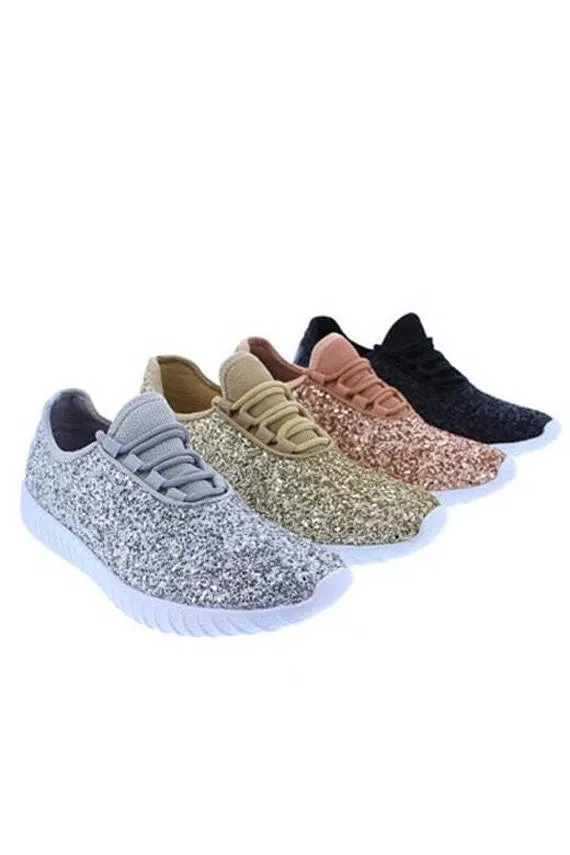 White Glitter Glam Sneakers
