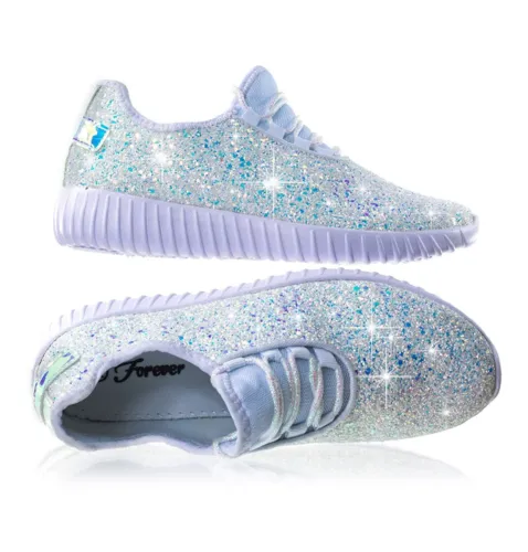 White Glitter Glam Sneakers