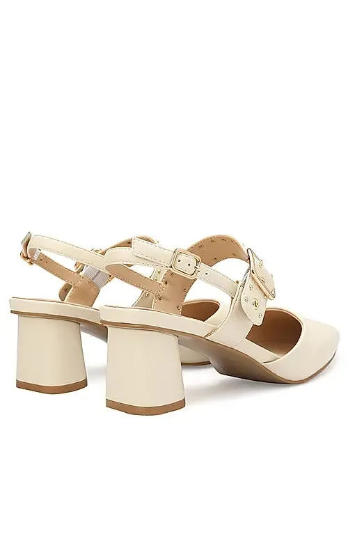 White Pointed Slingback Heels