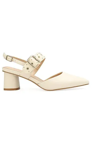 White Pointed Slingback Heels