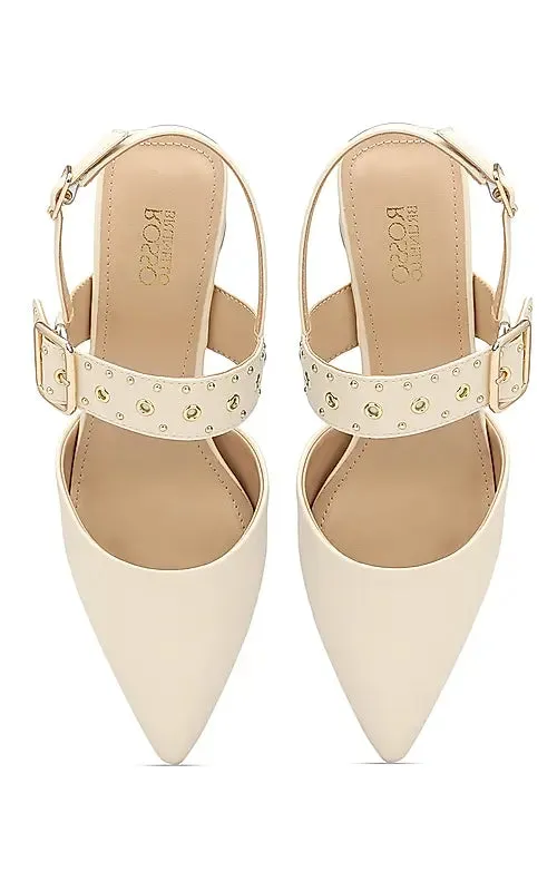 White Pointed Slingback Heels
