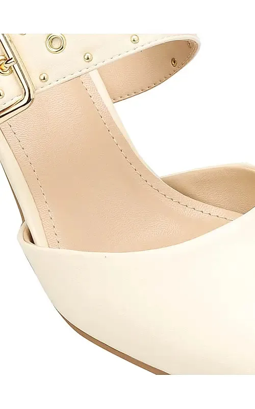 White Pointed Slingback Heels