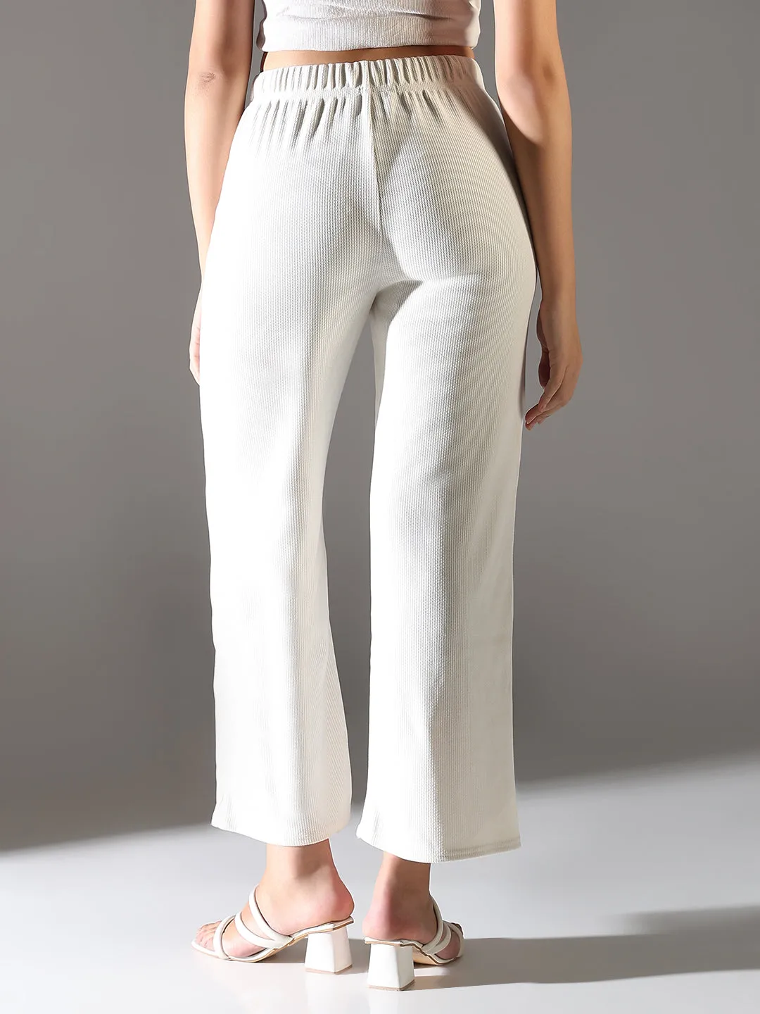 Women White Comfort Straight Fit Trousers
