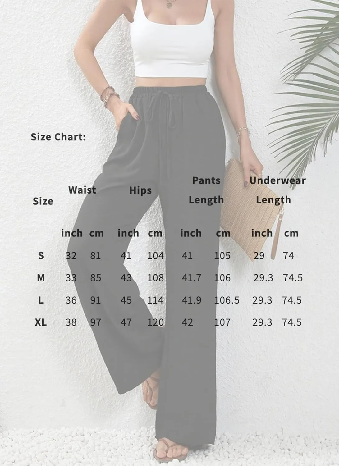 Women's Army Green Wide Leg Pants High Waist Drawstring Loose Fit Long Trousers with Pockets Casual Summer Beachwear