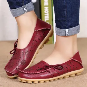 Women's Flat Shoes Breathable PU Leather Loafers Casual Slip On Shoes