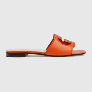 Women's slide suede sandal with Interlocking G
