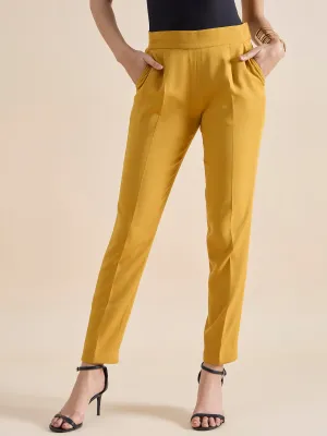 Women's Slim Fit Stretch Trouser - Mustard Yellow