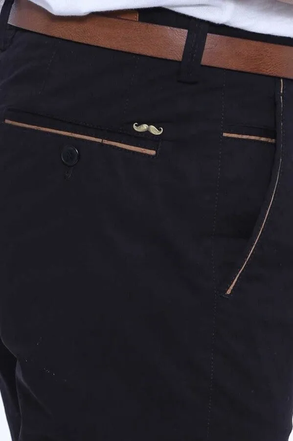 WSS 5 Pockets Patterned Black Men Pants  - Singen