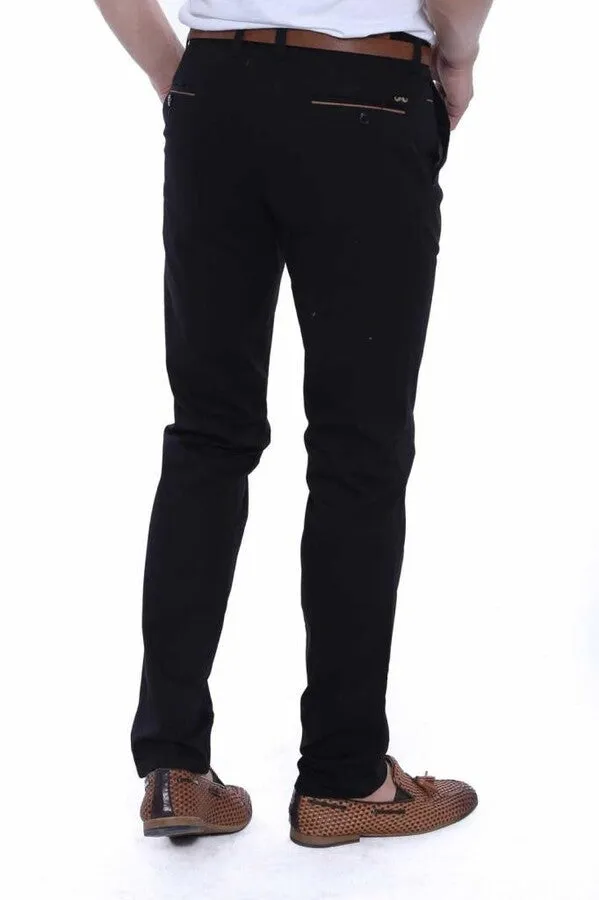 WSS 5 Pockets Patterned Black Men Pants  - Singen