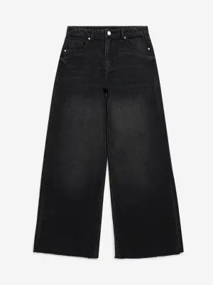 Y&F Kids Charcoal Washed Straight - Fit Mid - Rise Jeans