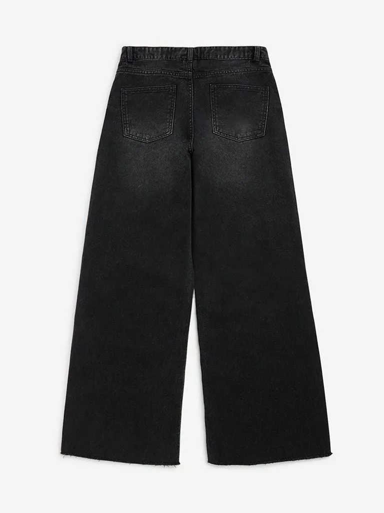 Y&F Kids Charcoal Washed Straight - Fit Mid - Rise Jeans