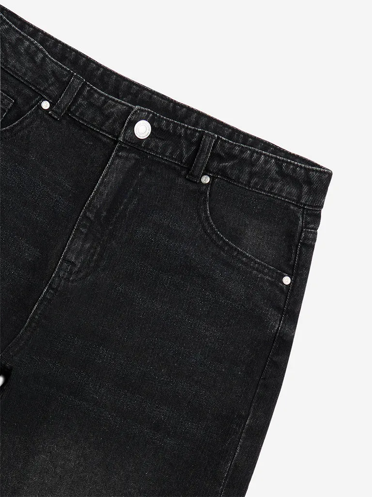 Y&F Kids Charcoal Washed Straight - Fit Mid - Rise Jeans